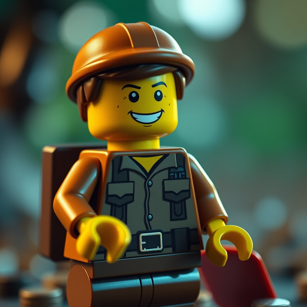 a happy Lego explorer