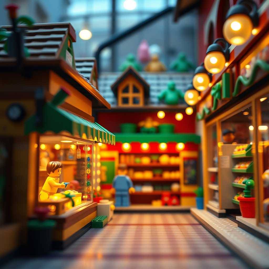 kid-friendly Lego-made store with lights