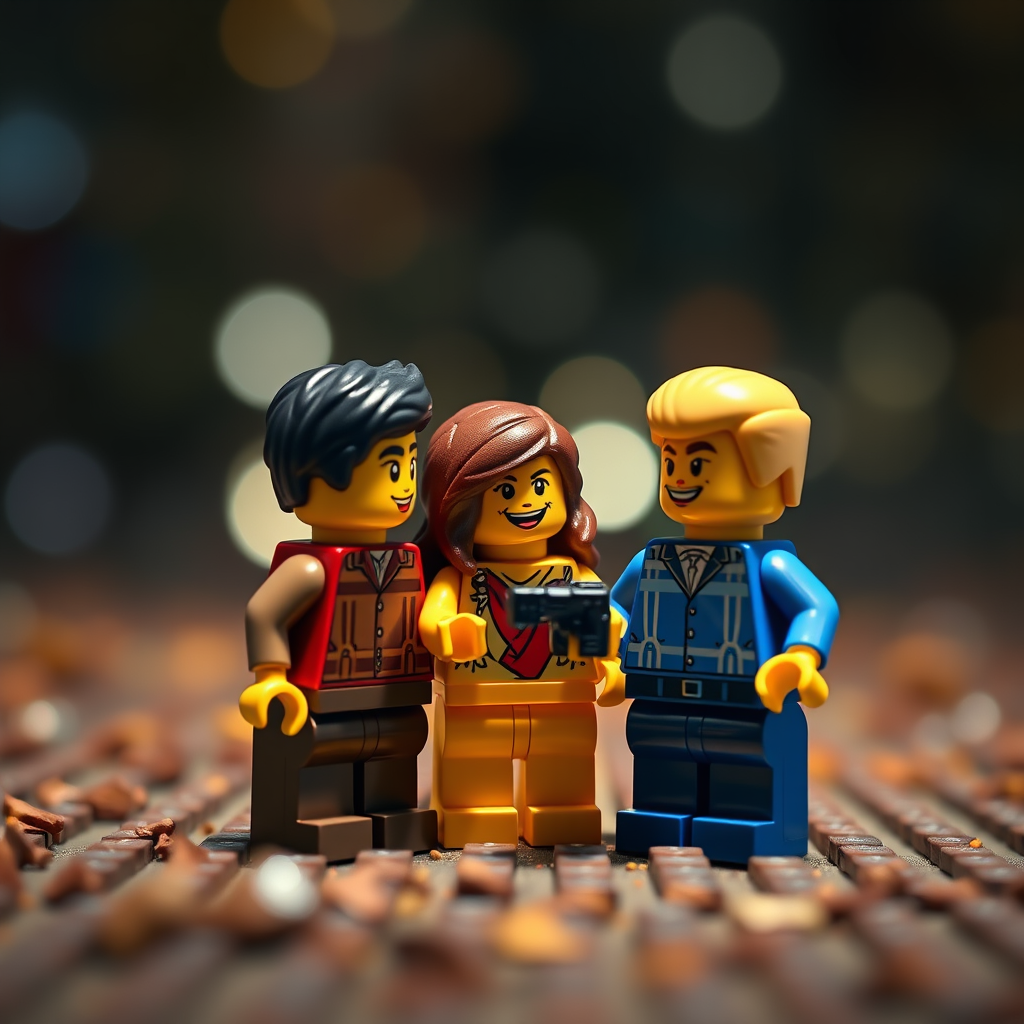 Lego Minifigures happily sharing something